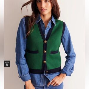 Boden Green and Navy Sweater Vest